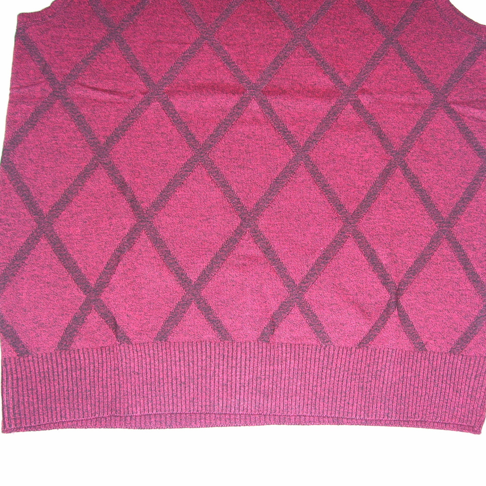 Mens V Neck Wine Red Argyle Sweater Vest 5XL XXXXX - Picture 4 of 8